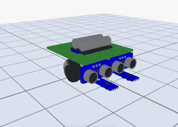 Sumobot de chasis verde con dos sensores ultrasónicos al frente.