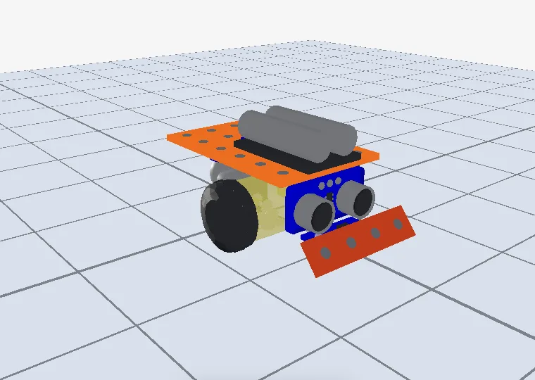 Sumobot de chasis naranja con una pala naranja al frente.